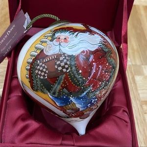 Ne Qwa Art “Touchdown” Peggy Abrams Handpainted Santa Christmas Ornament